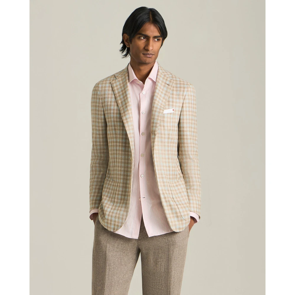 Kiton Luxe Micro Check Blazer Multicolor Heren