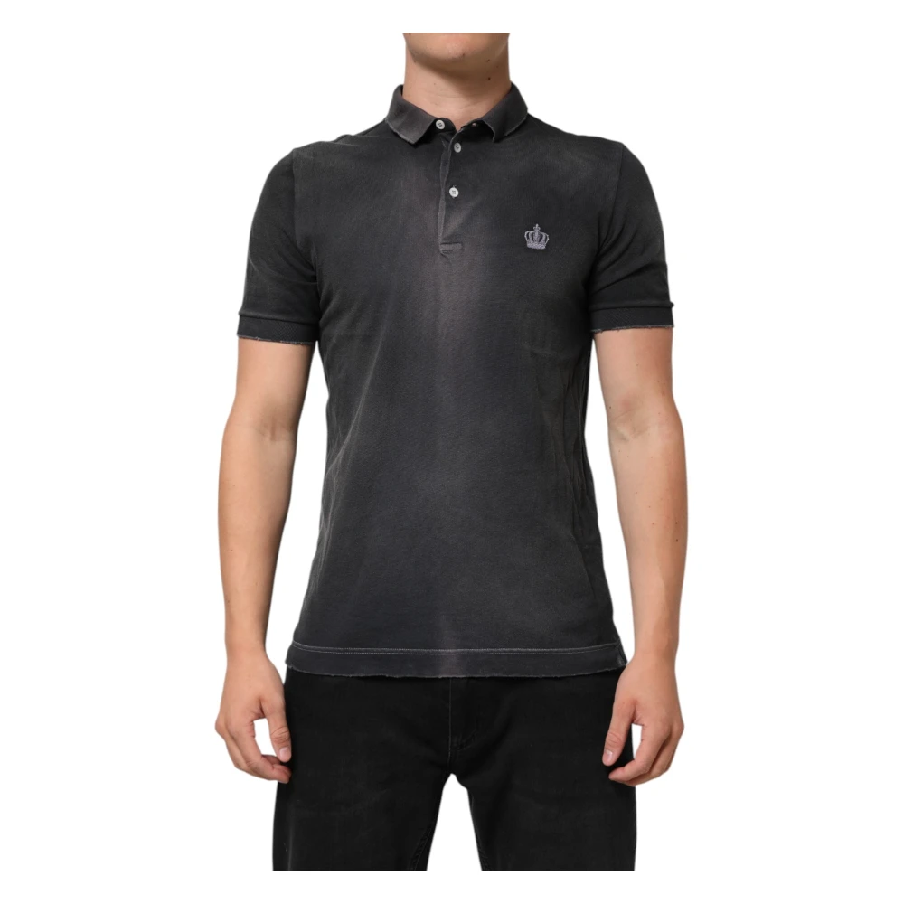 Dolce & Gabbana Men's Gray Polo Shirts, L, Polo T-Shirt