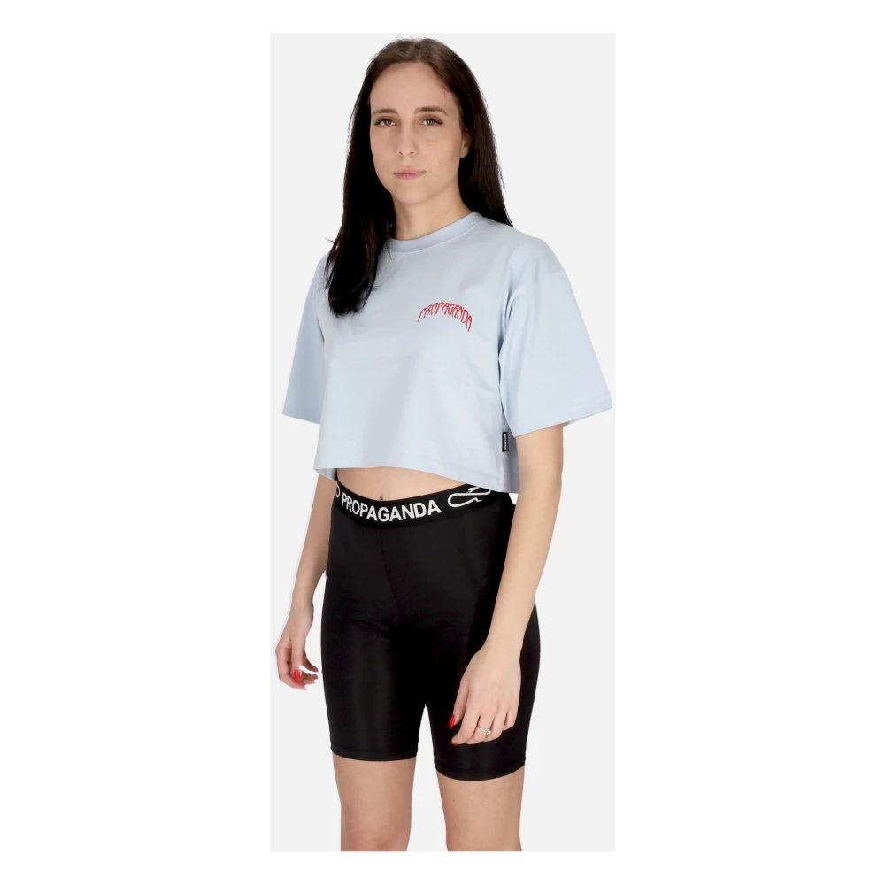 Propaganda Triangle Bengal Crop Top Tee Blue Dames