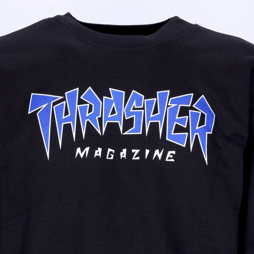 Thrasher Jagged Logo Crewneck Sweatshirt Zwart Blauw Black Heren