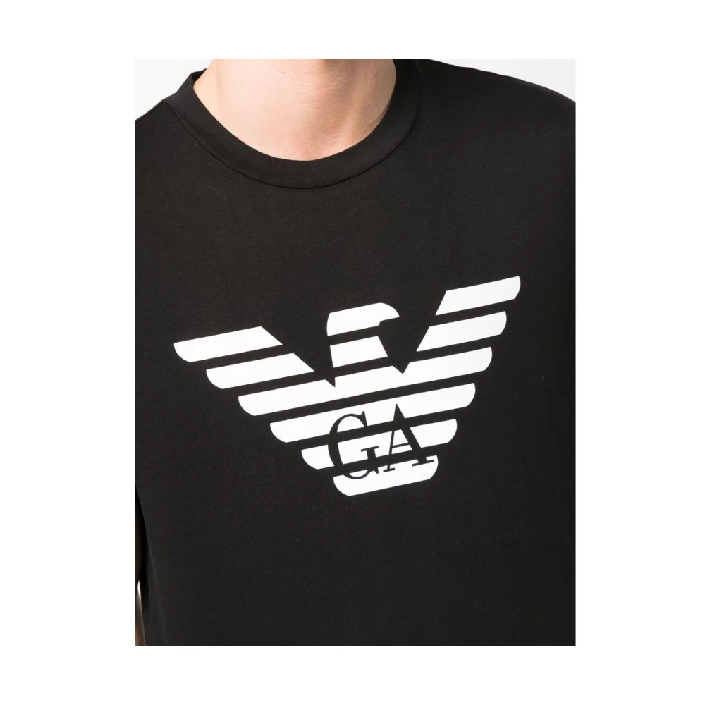 Emporio Armani Logo-print Zwart Katoenen T-shirt Black Heren