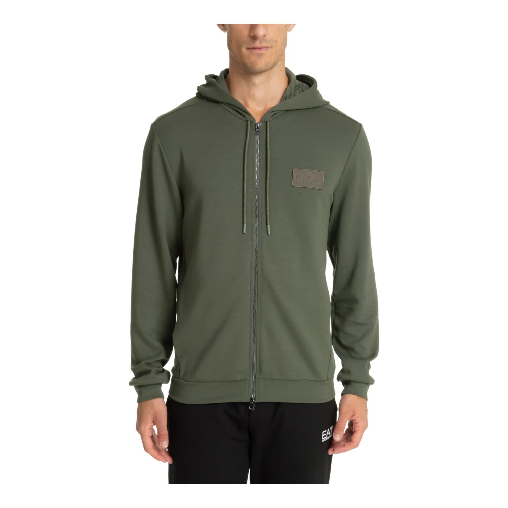 Emporio Armani EA7 Hoodie met rits en logo Green Heren