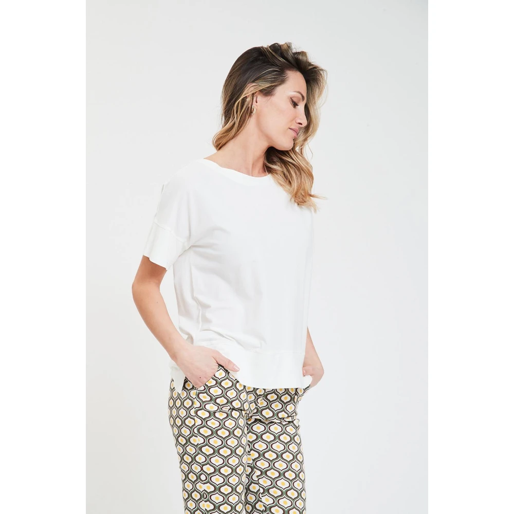 Alpha Studio Boxy T-shirt voor modebewuste vrouwen White Dames