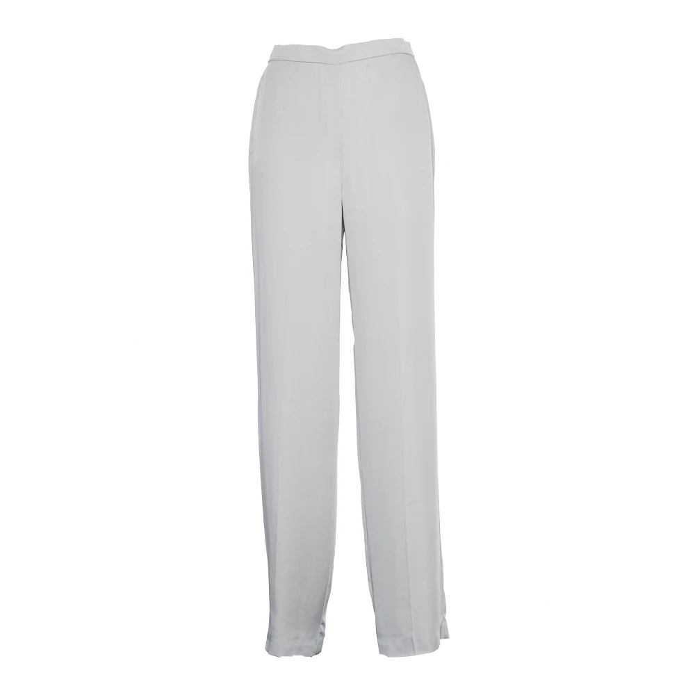 Theory Donna Grigio Pantaloni In Georgette Di Seta A Gamba Larga