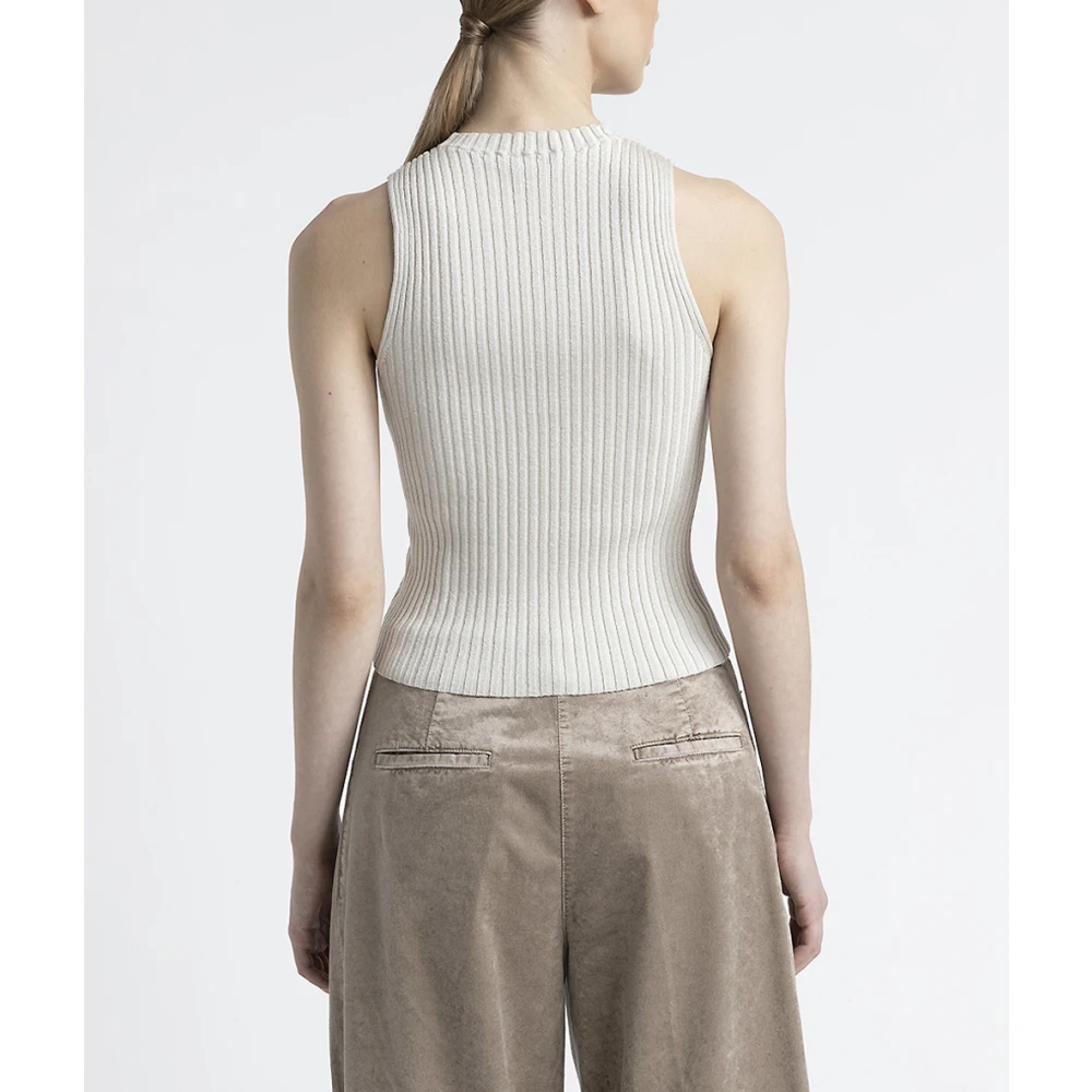 PESERICO Viscose en lurex garen top Beige Dames