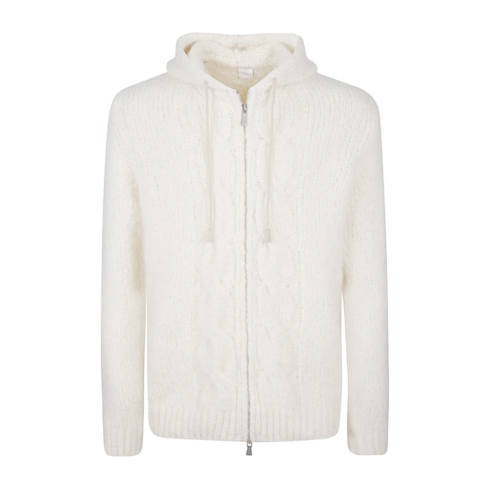 Eleventy Cashmere Alpaca Full Zip Hoodie Sweater White Heren