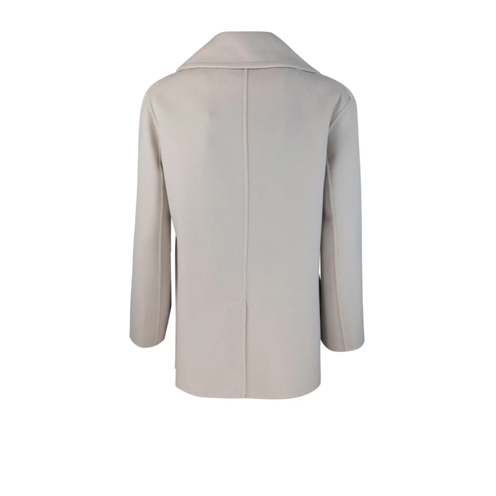 Max Mara Studio Witte Wollen Jas Zijde Gevoerd White Dames