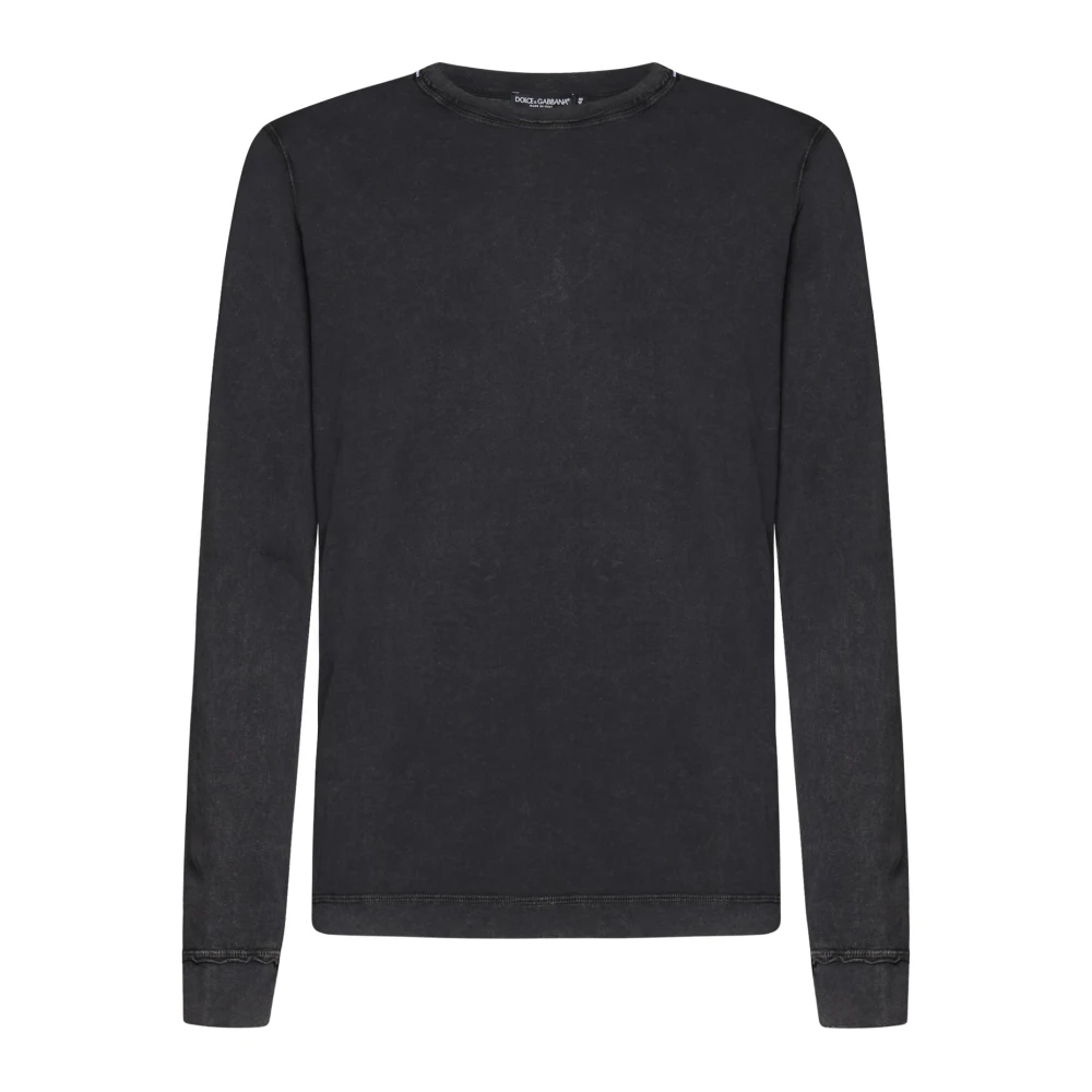 Dolce & Gabbana Zwarte Crew-Neck Katoenen Sweatshirt Black Heren