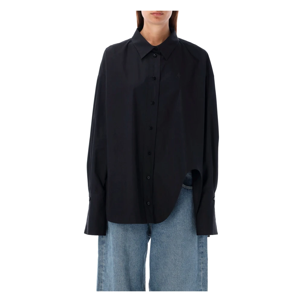 The Attico Zwarte Diana Shirt Katoen Oversized Fit Black Dames