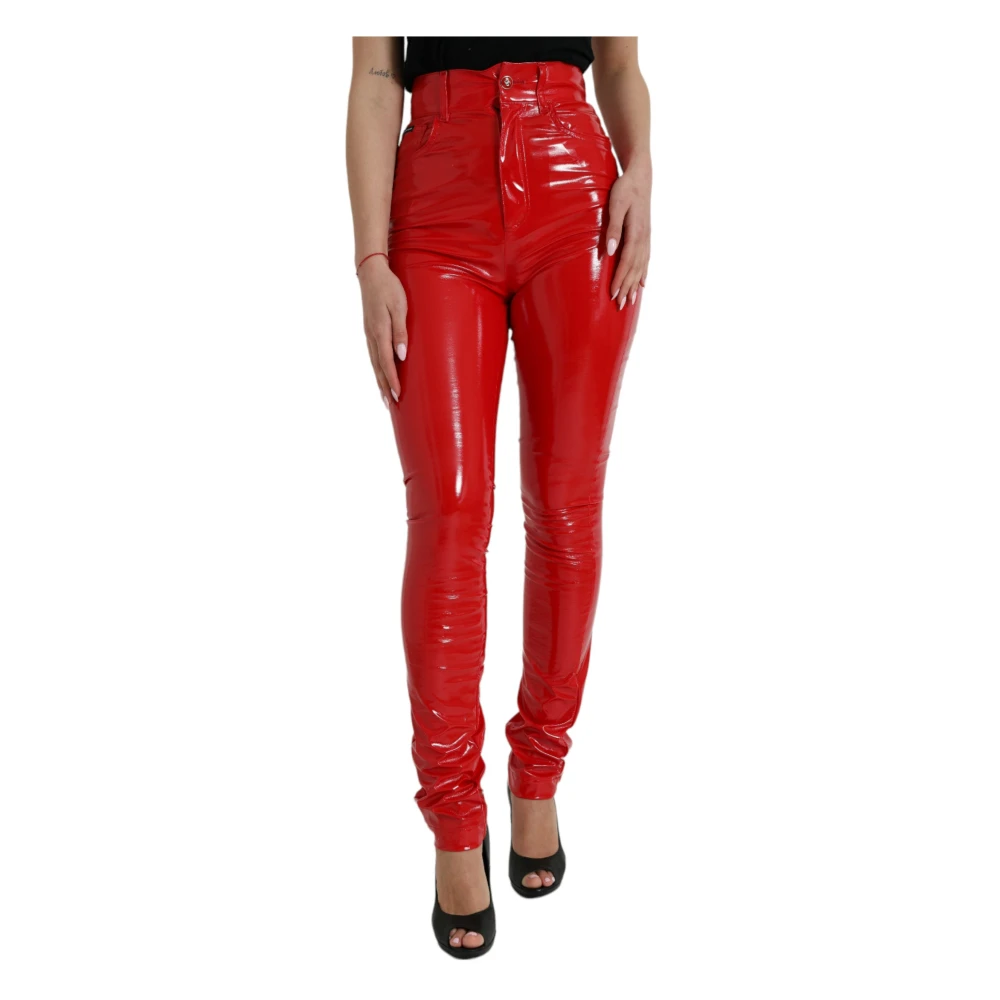 Dolce & Gabbana Röda High-Waist Skinny Byxor Red, Dam