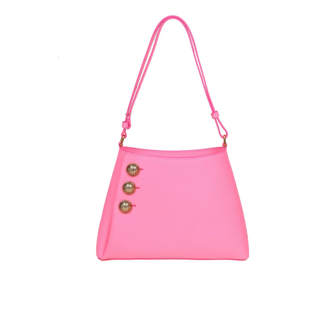 Balmain Emblème Coin-button leren schoudertas Pink Dames