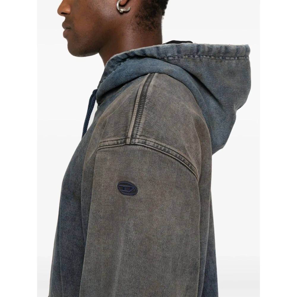 Diesel Denim Hoodie Trui Blue Heren