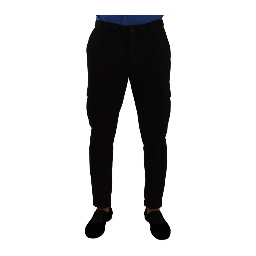 Dolce & Gabbana Men's Black Slim-Fit Trousers,, Elegant Slim Fit Cargo Trousers Medium
