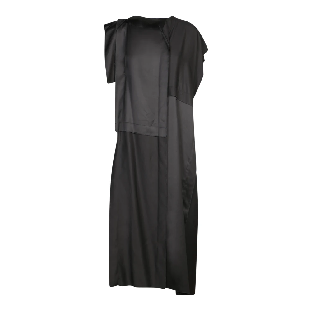 Mm6 Maison Margiela Women's Black Asymmetrical Layered Dress