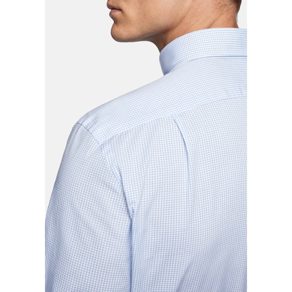 Boggi Milano Regular Fit Overhemd van Getailleerd Katoenen Poplin Blue Heren