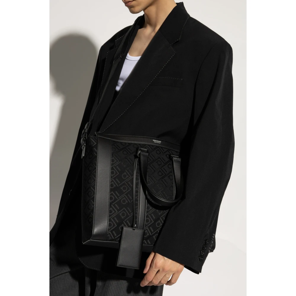 Salvatore Ferragamo Aktetas met schouderband Black Heren