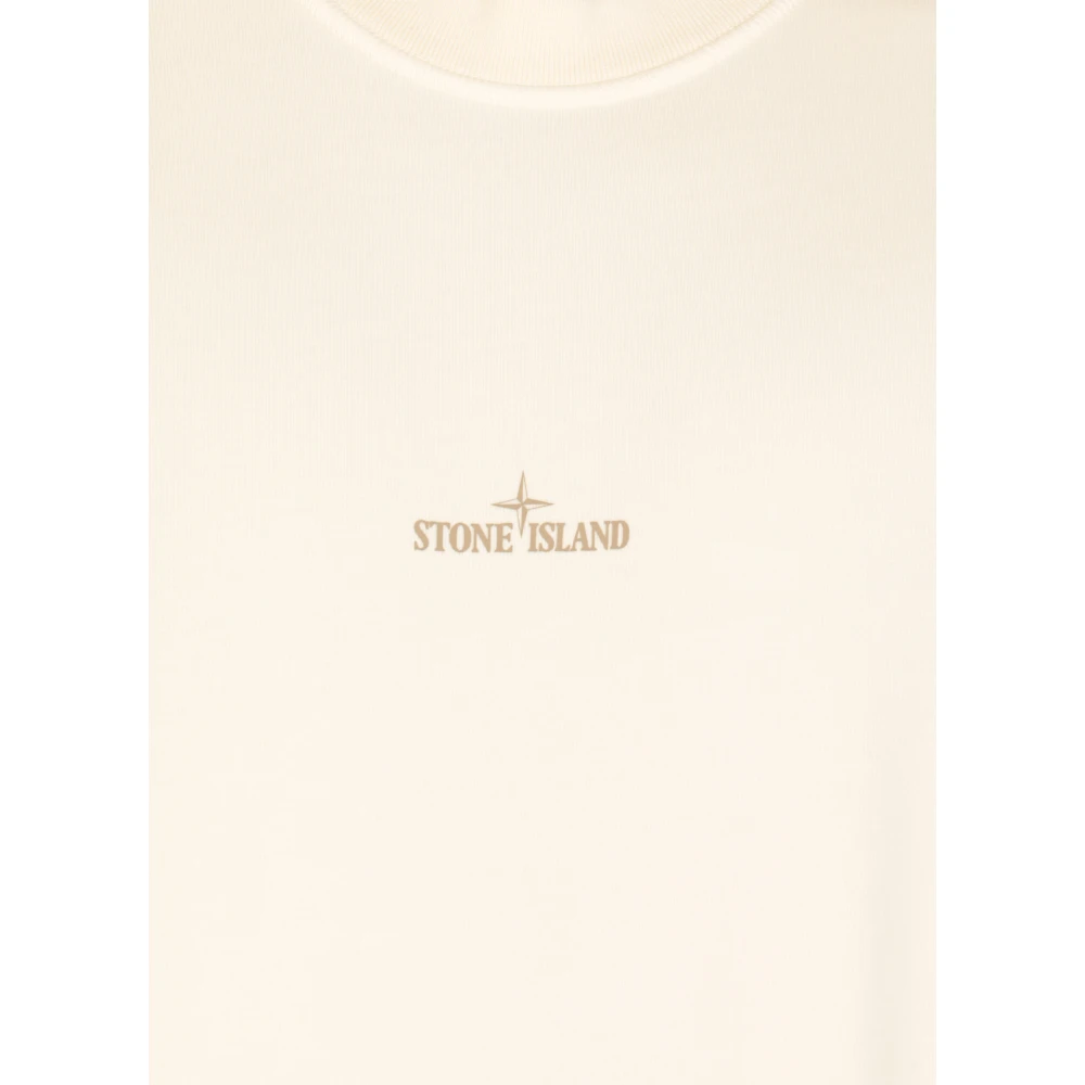 Stone Island Contrasterende Logo Sweater Ivoor Beige Heren