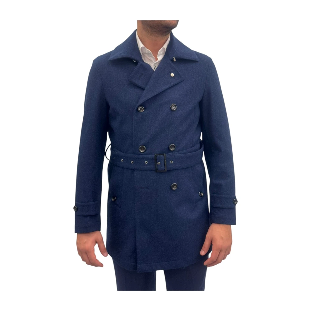 Luigi Bianchi Mantova Stijlvolle wollen jas voor mannen Blue Heren