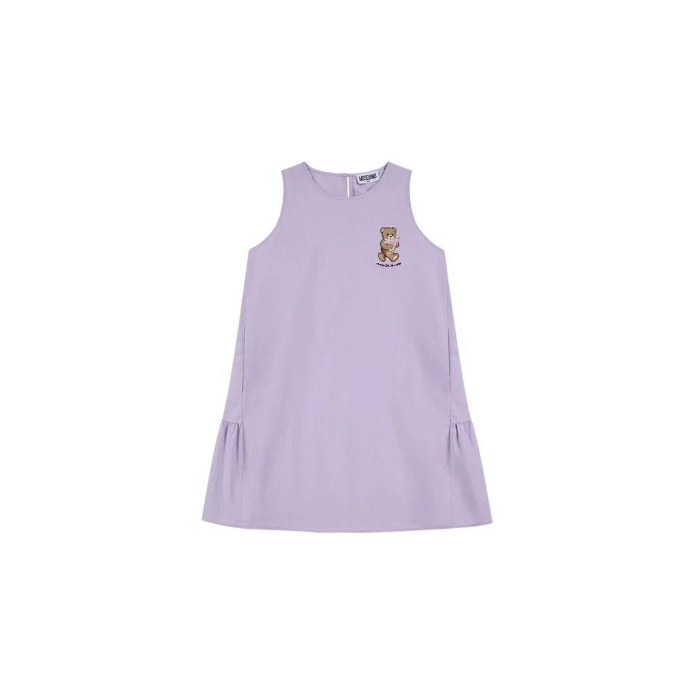 Moschino Purple Dresses, Female, 4 Y, Teddy Bear Cotton Poplin Dress