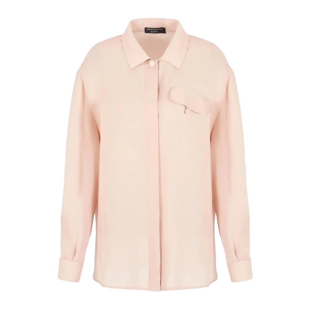 Emporio Armani Zijden Georgette Klassieke Kraag Shirt Pink Dames