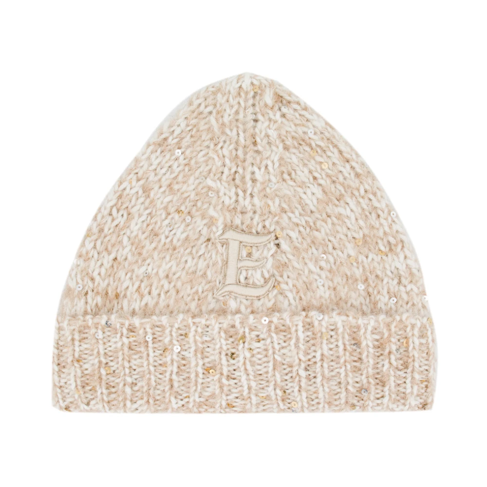 Ermanno Scervino Mjuk Stickad Beanie Mössa Beige, Dam