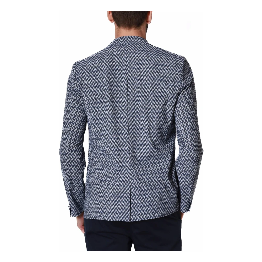 Distretto12 Gedessineerde Technische Stof Blazer Jas Blue Heren