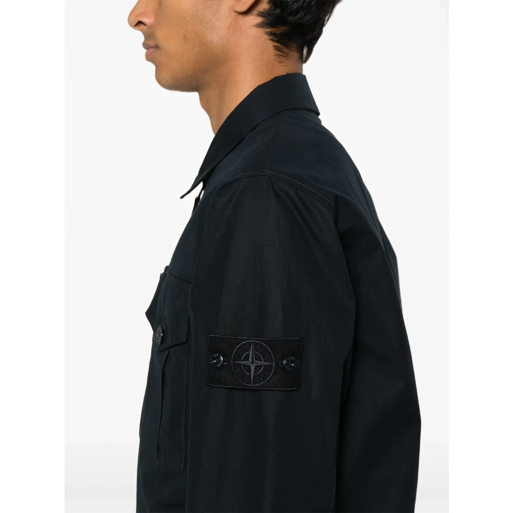 Stone Island Blauwe jassen met tweewegritssluiting Blue Heren