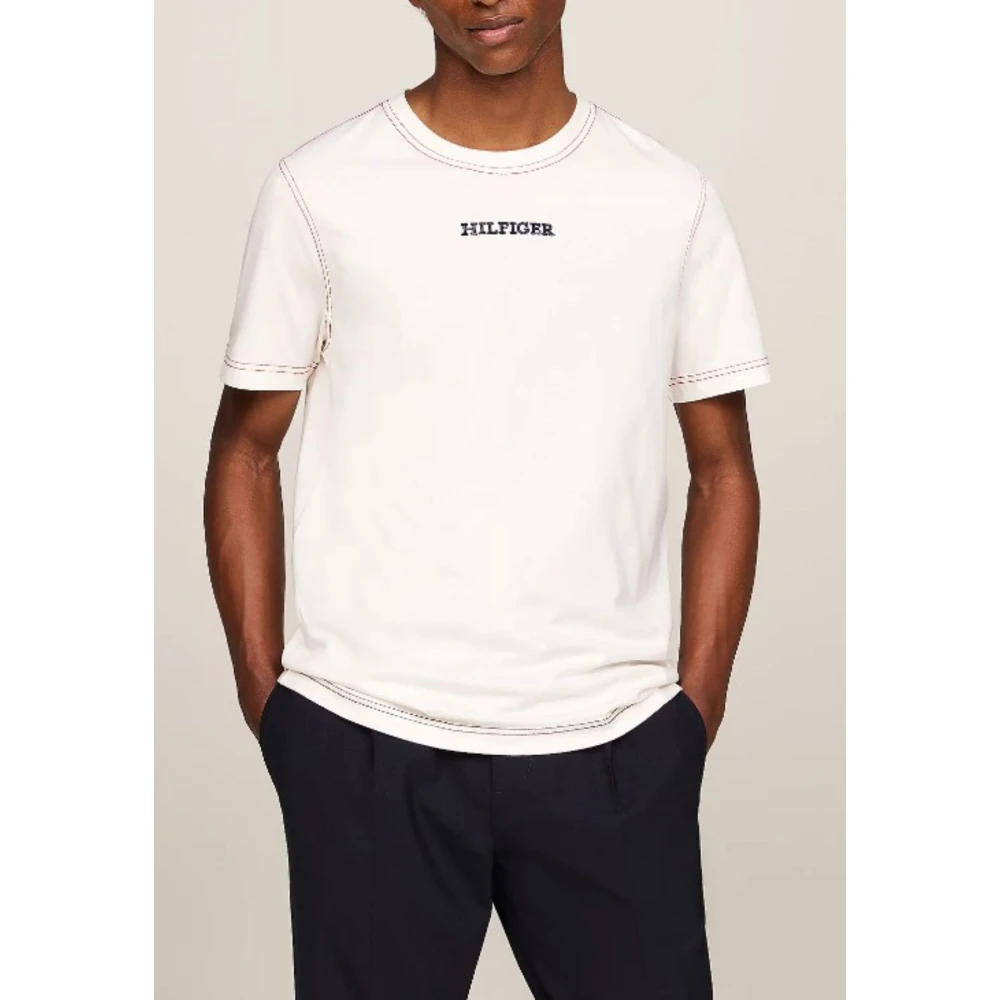Tommy Hilfiger Heren Monotype Stitching Tee Beige Heren