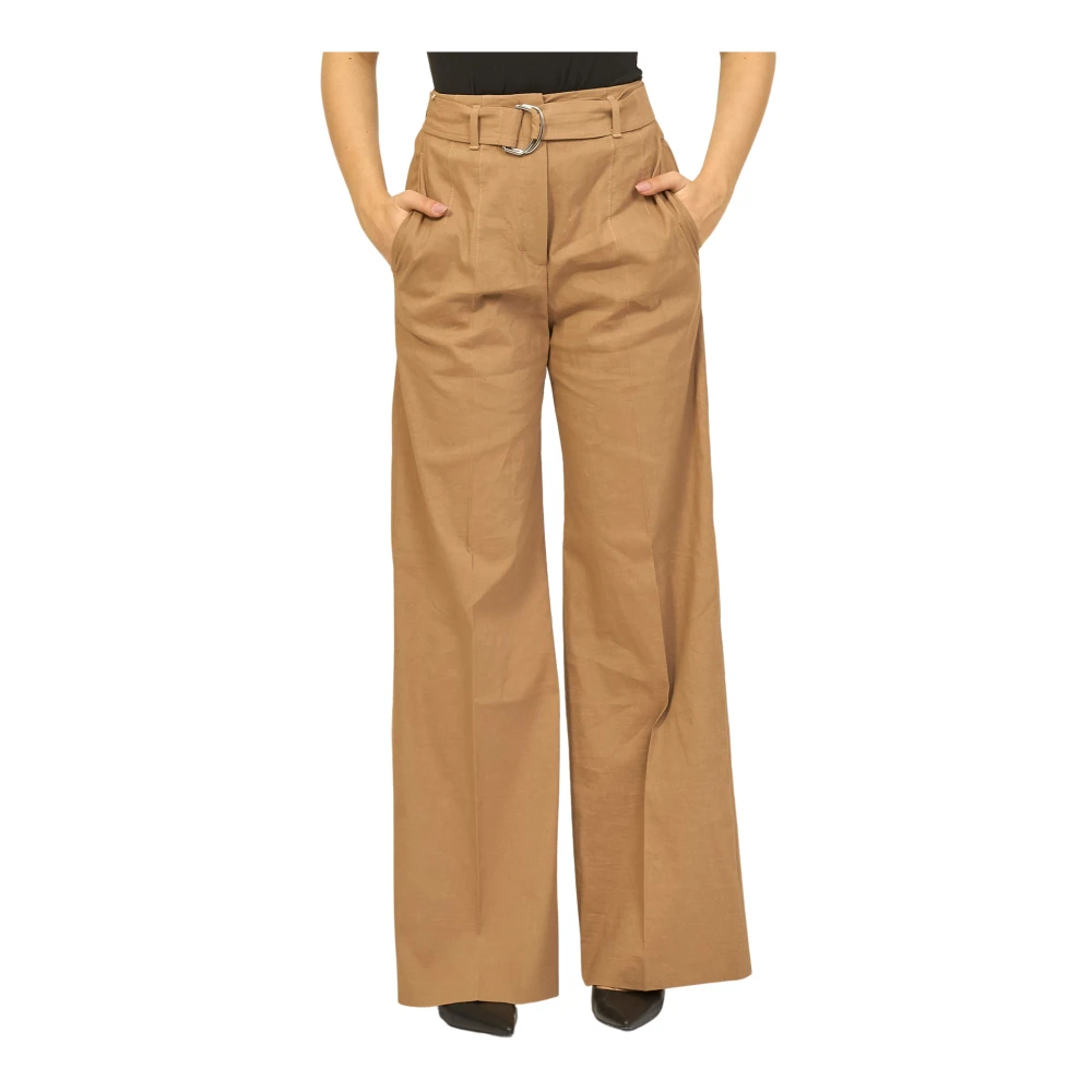 Boss Beige Relaxte Pasvorm Hoge Taille Broek Beige Dames