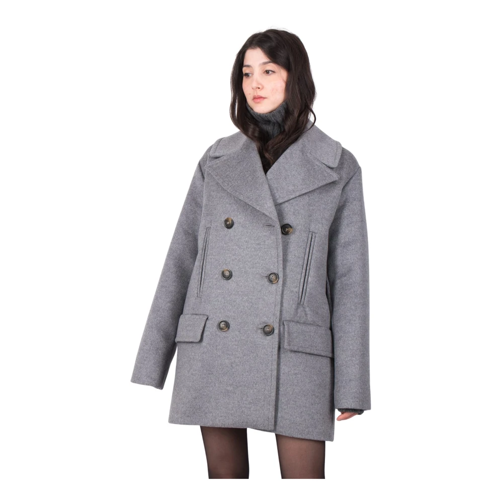 SPORTMAX Oversize wollen Caban in grijs Gray Dames