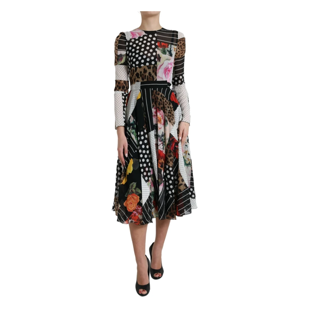 Dolce & Gabbana Women's Multicolor Patchwork Floral Leopard Dress
