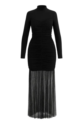 Svart Lång Klänning Chic Elegant