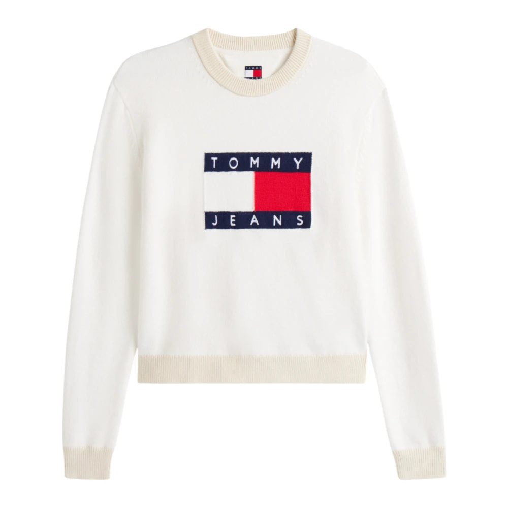 Tommy Jeans Mujer Beige - Jersey Bandera Negra - Knitwear - M - Jersey Bandera Negra