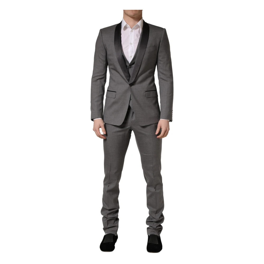 Dolce & Gabbana Men's Gray Single-Breasted 3-Piece Suit