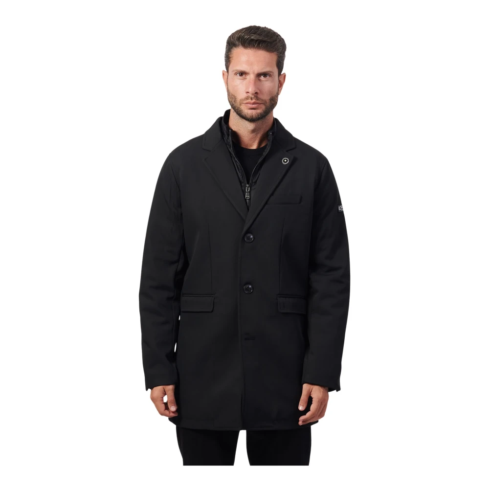 YES ZEE Zwarte elegante herenjas met gewatteerd vest Black Heren