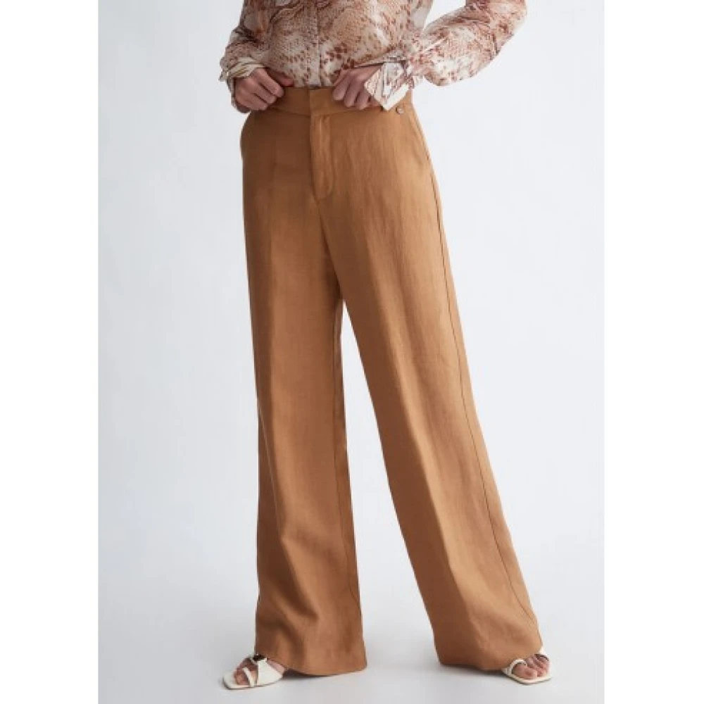 Liu Jo Palazzo Linnen Broek Brown Dames