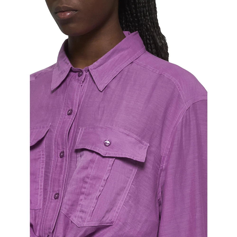 Isabel Marant Étoile Fuchsia Button-Up Shirt met Strikdetail Purple Dames