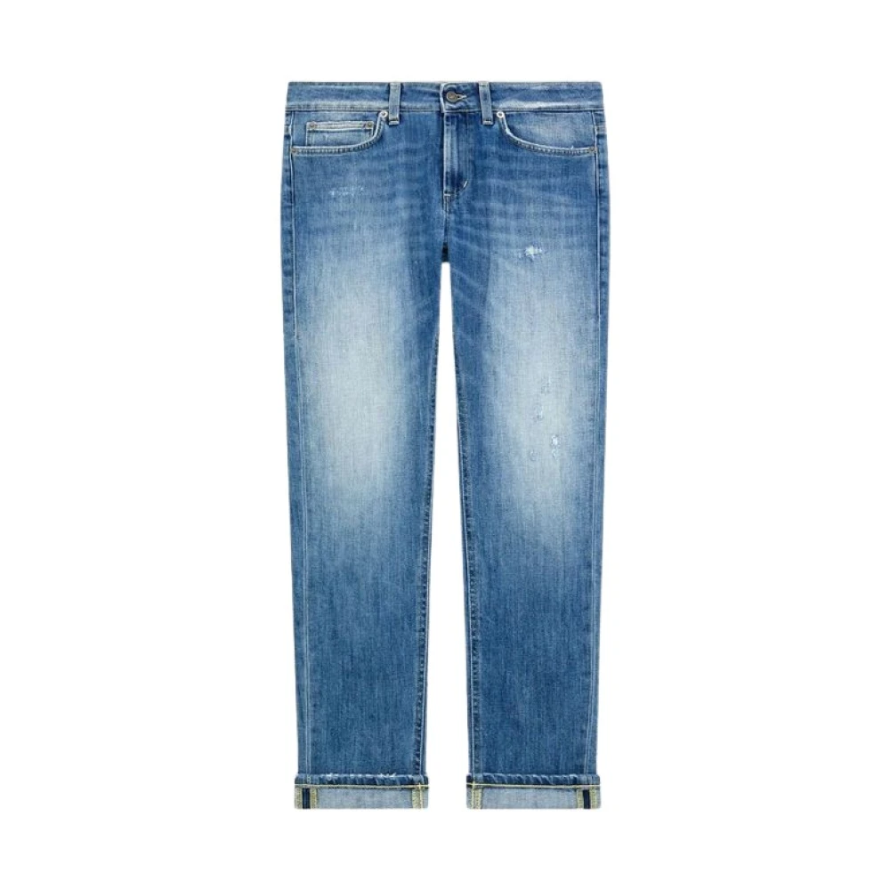 Dondup Skinny Fit Jeans met opgerolde manchetten Blue Dames
