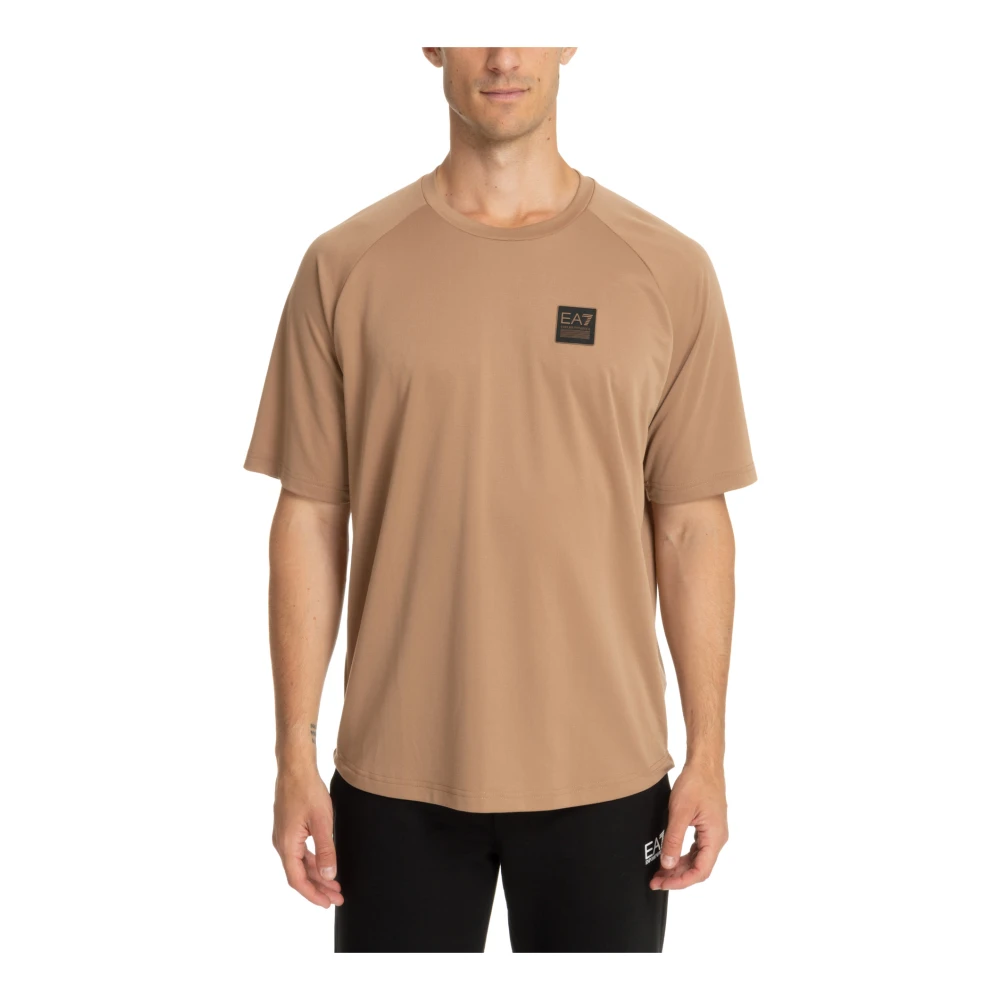 Emporio Armani EA7 Effen Logo T-shirt Beige Heren