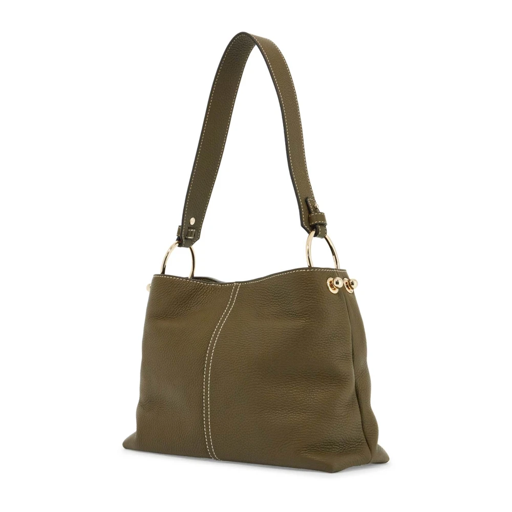 Strathberry Khaki Leren Hobo Tas met Verstelbare Band Green Dames