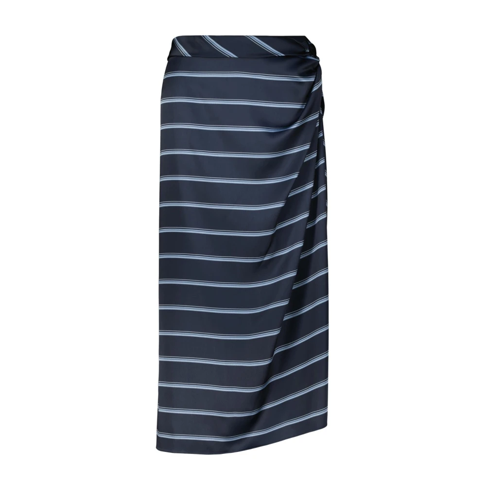 Vince Gestreepte satijnen rok met knoopdetail Blue Dames
