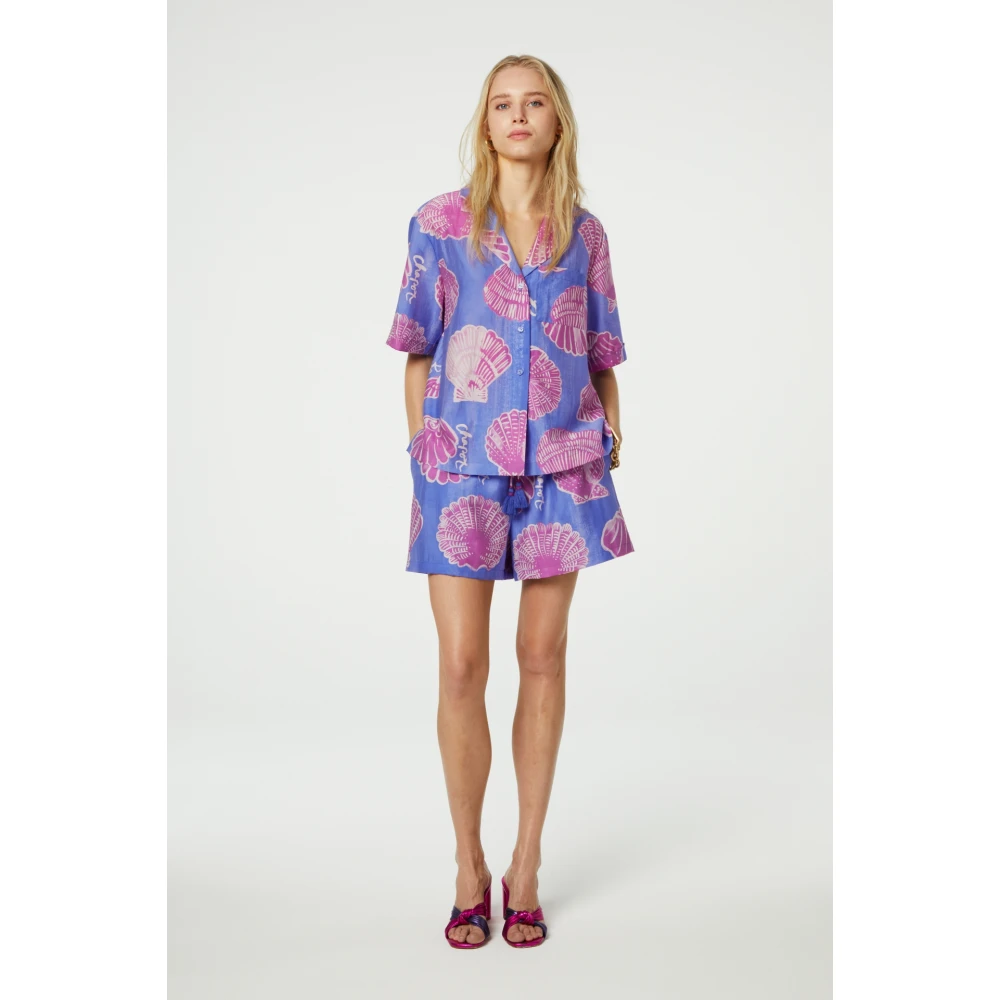 Fabienne Chapot Blauwe Print Korte Mouwen Blouse Multicolor Dames
