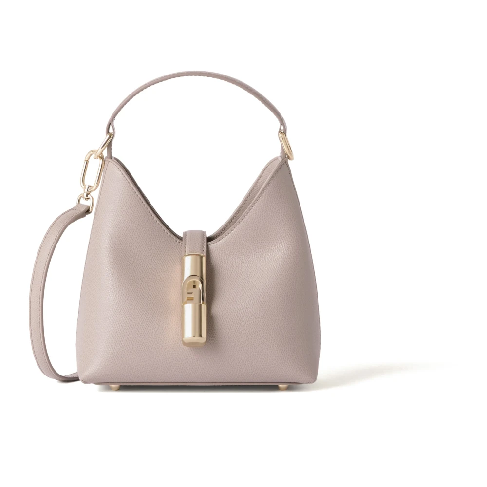 Furla Vrouw Beige Tassen Dames, One Size, Leer, Mini Hobo Iride