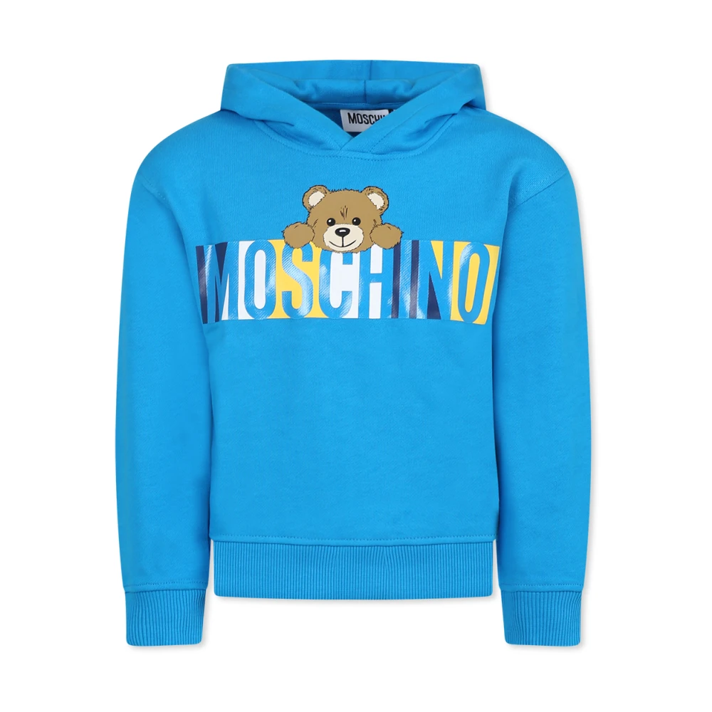 Moschino Teddy Bear Logo Ljusblå Hoodie Blue, Unisex