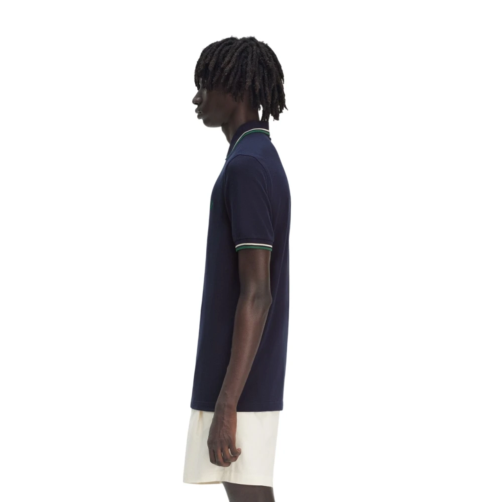 Fred Perry Blauw Poloshirt met Dubbele Streep Blue Heren