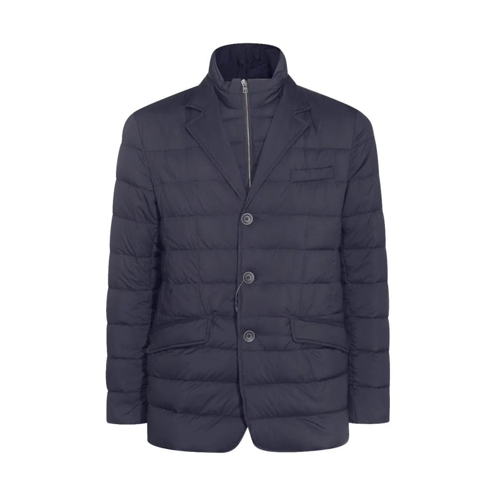 Herno Uomo Blu - Giacca In Piuma Con Alto Colletto - Jackets - L