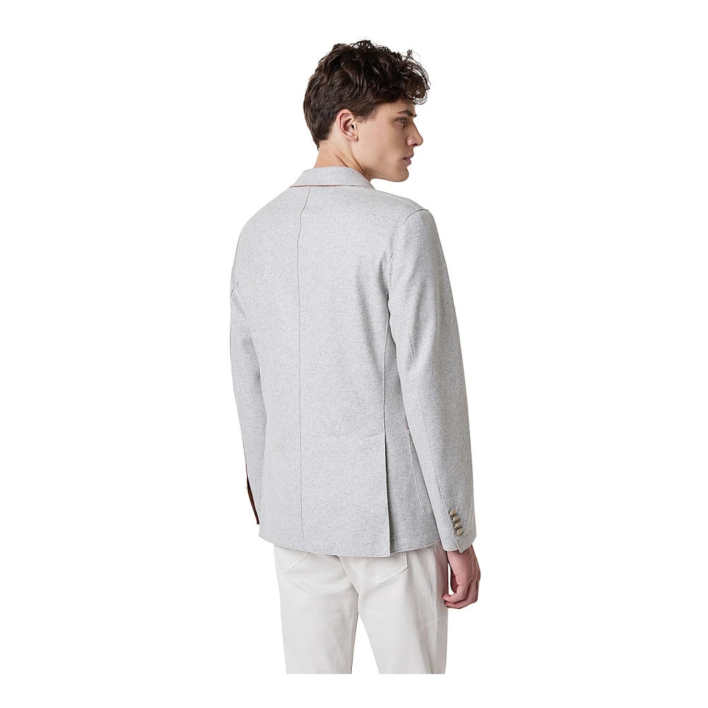 Eleventy Dubbelborstige wollen en leren jas Gray Heren
