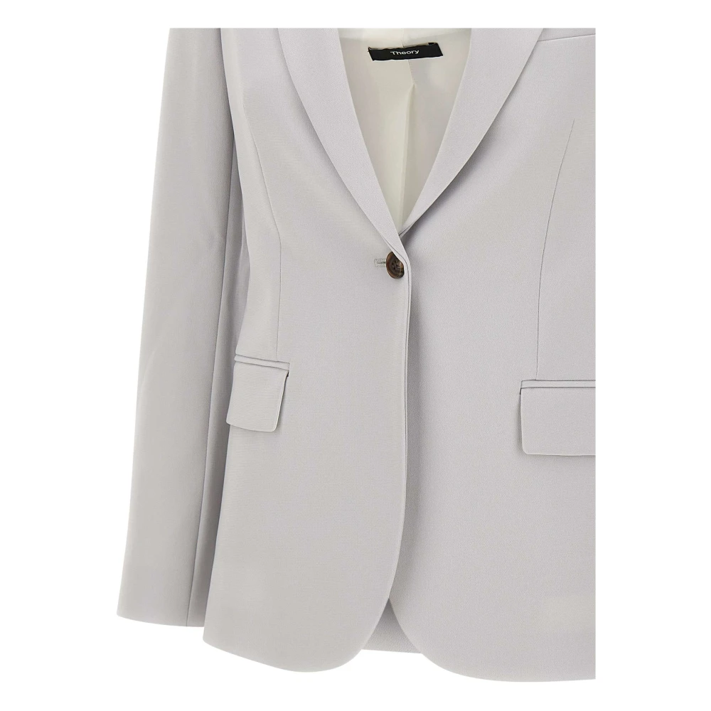 Theory Grijze Blazer Lichtgewicht Crepe Stof Gray Dames