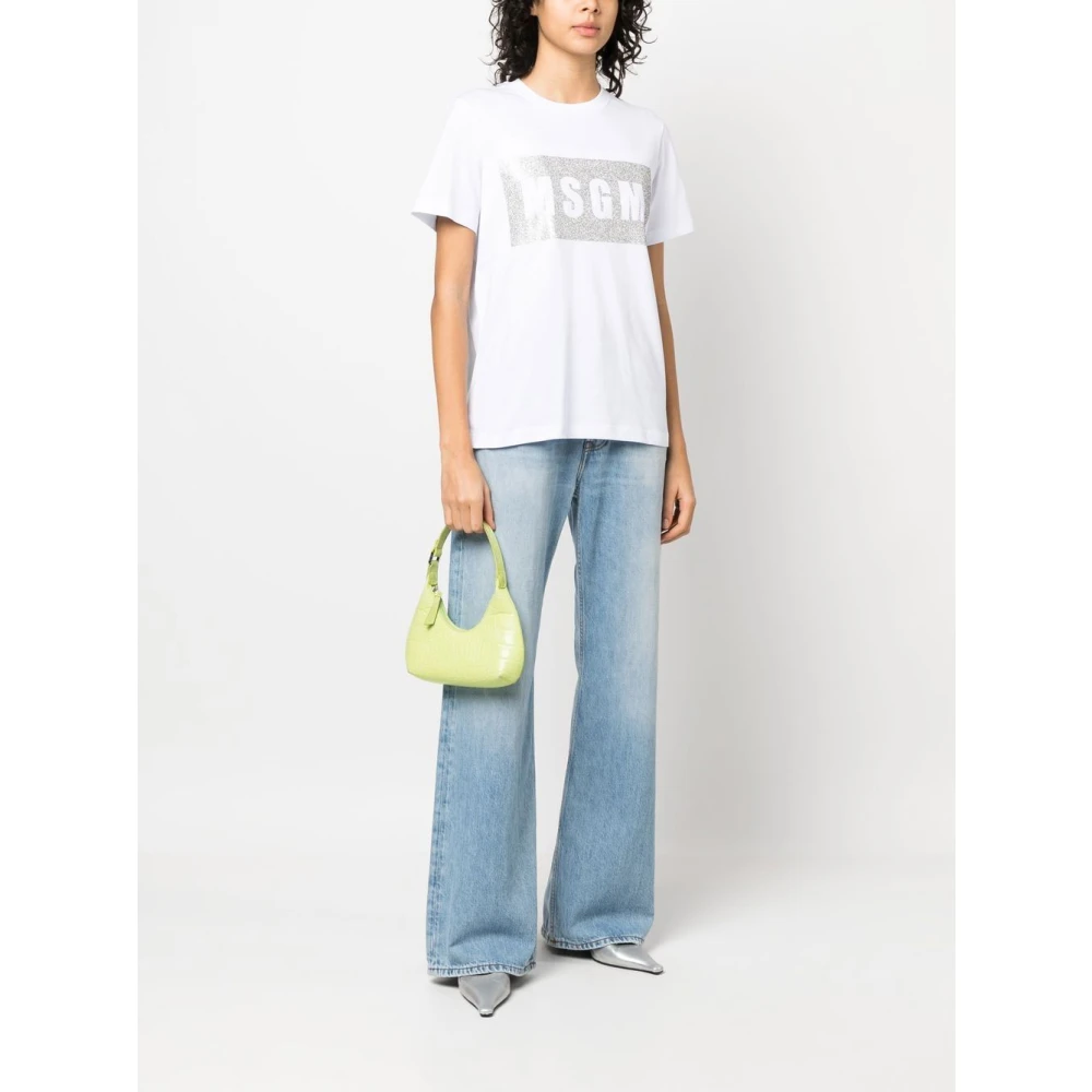 Msgm Katoenen T-shirt met uniek ontwerp White Dames