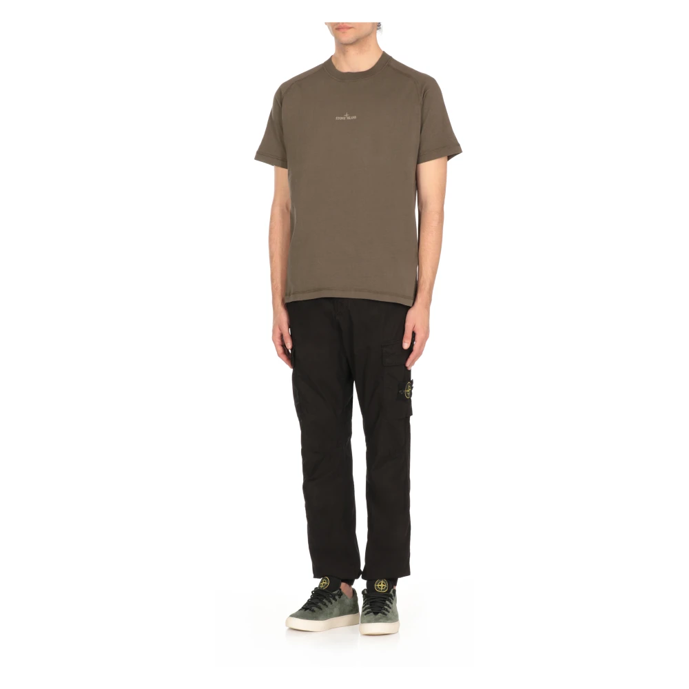 Stone Island Groen Katoenen T-shirt met Logo Green Heren